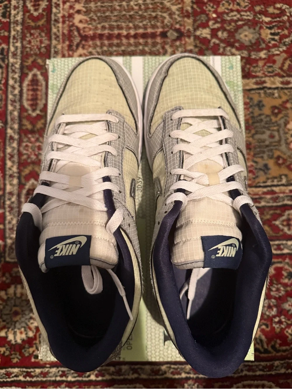 Nike Dunk Low Union Passport Pack Court Purple in Light Gray, Cream, and Silver